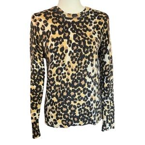 Equipment 100% Cashmere Sweater Leopard Animal Print Brown Black Womens Small